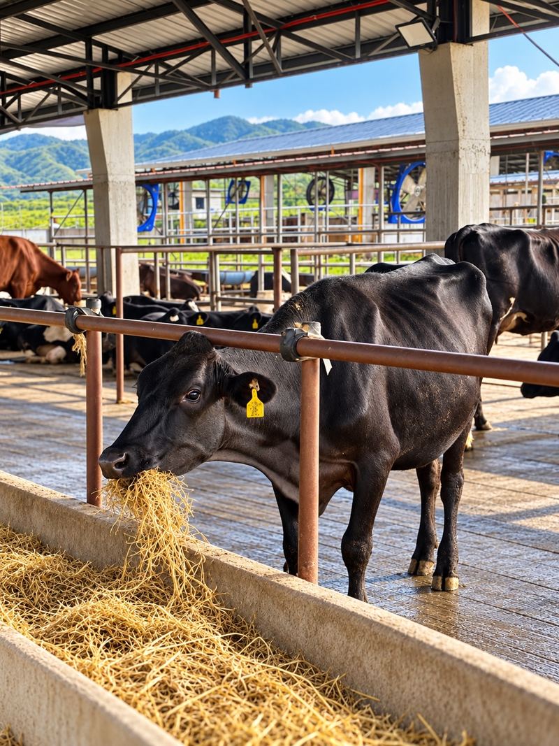 Cows beside the feed trough in the IPPI barn