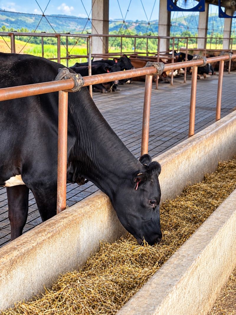 A cow feeding in the IPPI barn